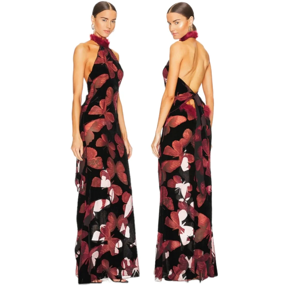Kim Shui - Butterfly Velvet Gown Multi sz Medium - Picture 1 of 14